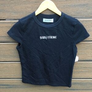 Women's Black T-Shirt Born Strong Anti Bullying - Size M Fits Like Small NWT